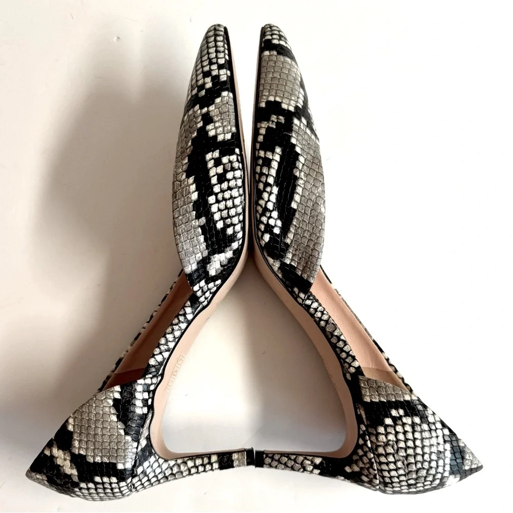 J Crew- Lucie Black and white snake embossed leather pump.Made in Italy.Size 10